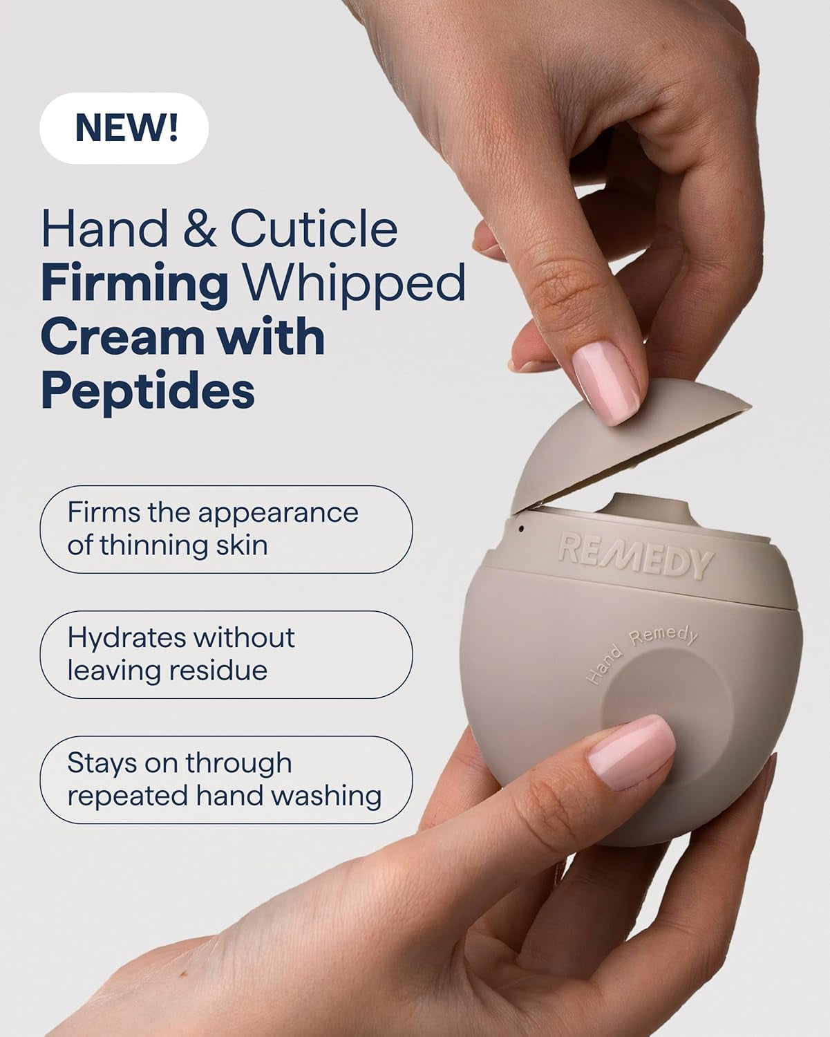 Remedy Hand & Cuticle Firming Whipped Cream with Peptides | Squalane, Shea Butter, Triple Ceramides | for Dry, Thin, Aging Hands | Retinol-Free | by Dermatologist Dr. Shah | 2.25 Fl Oz